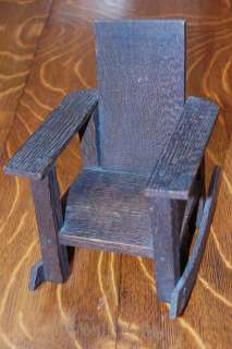 Antique Mission Oak Arts and Crafts DOLL BEAR Rocking Chair furniture 