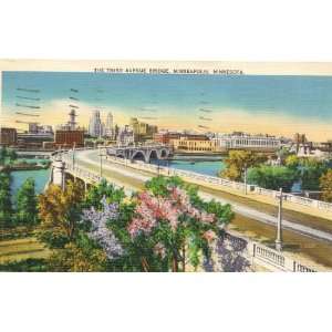 1930s Vintage Postcard The Third Avenue Bridge   Minneapolis Minnesota