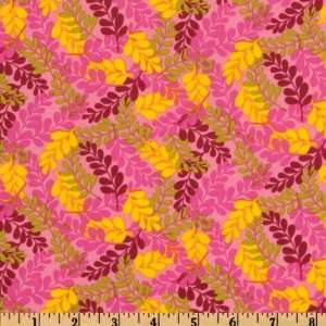  44 Wide Quilting Treasures Penny Lane Leaves Multi/Pink 