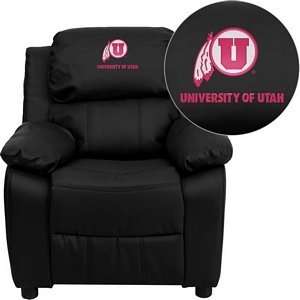  Utah Utes Embroidered Black Leather Kids Recliner with 
