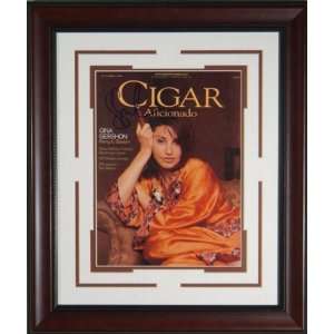  Gina Gershon Signed Cigar Aficionado Framed Display 