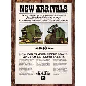  1977 Ad John Deere Round Balers Hay Hydraulic Farm 