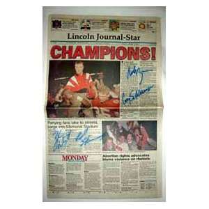  signed Nebraska Cornhuskers National Champions 1995 Newspaper  4 sig