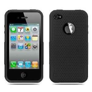 Apple iPhone 4 (AT&T/Verizon) Black Rubber Hybrid 2 in 1 Black Premium 