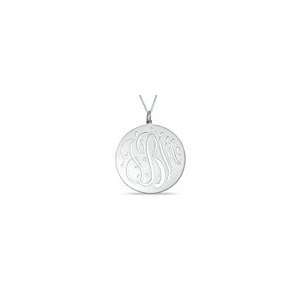   Monogram Disc Pendant in Sterling Silver (3 Letters) ss word charms