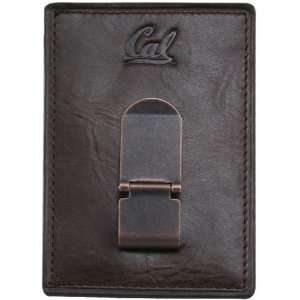 Fossil Cal Golden Bears Brown Leather Card Holder & Money Clip  