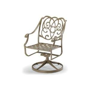   Metal Arm Swivel Rocker Dining Chair Textured Graphite Finish Patio
