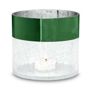  Green Metallic Rim Cylinder   4 Crackled Glass Cylinder 