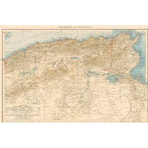   Andree 1899 Antique Map of Algeria and Tunisia