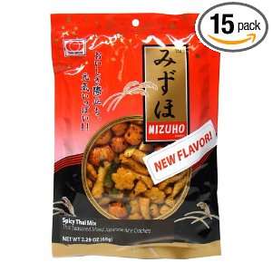 Mizuho Spicy Thai Mixed Arare, 65 Grams (Pack of 15)  