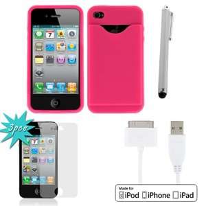 Silicone Cover Case with Credit Card Slot + EZOPower USB Sync & Charge 