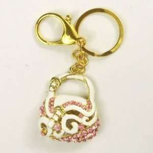  Valentino Pink Crystals Handbag Keychain