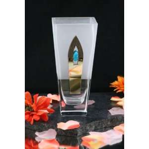    Gift Idea Art Glass Decorative Argentan & Wood Vase