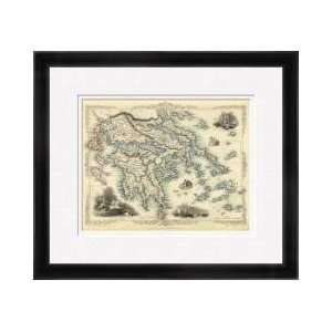  Greece With Inset Maps Of Corfu And Stampalia 1851 Framed 