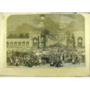  1853 Champs Elysees Paris Fete Emperor Balloon Print