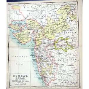  ANTIQUE MAP c1901 BOMBAY INDIA GUJARAT HAIDARABAD MADRAS 