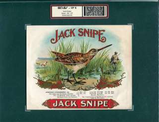 JACK SNIPE CIGAR LABEL AMERICAN LITHOGRAPHIC CO. N. Y.  