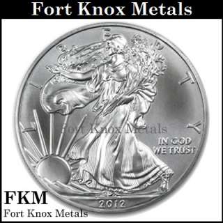 100   2012 Silver American Eagle 1 oz .999 Uncirculated Bullion Coins
