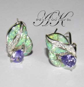 New Ameth inlaid 925 Sterling Silver Opal Stud Earring  