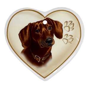 Dachshund Dog Heart Shaped Porcelain Ornaments or Wall Decor