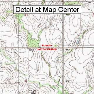  USGS Topographic Quadrangle Map   Putnam, Oklahoma (Folded 