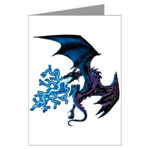  Greeting Card Blue Dragon with Lightning Flames 