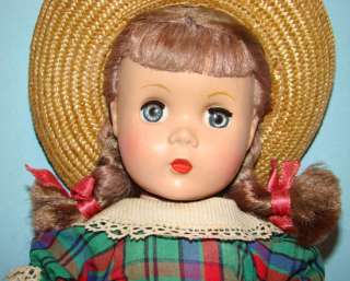 Madame Alexander Polly Pigtails Doll C1950 Plaid Dress  