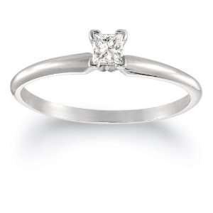  14k white gold princess cut promise ring 