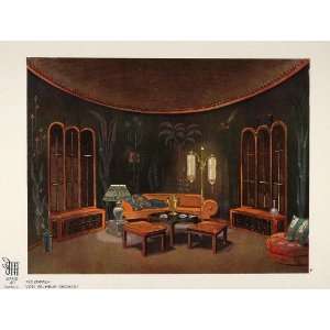  1928 Art Deco Tea Room Teezimmer Interior Design Print 