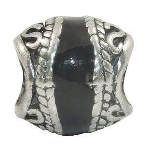   style bead antique silver with black enamel center