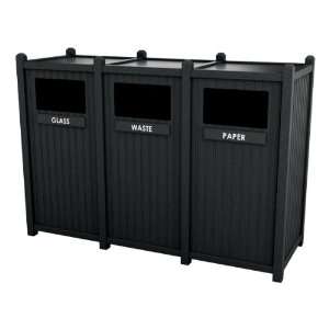   Triple Recycling Receptacle with Bead Board Style Panels 26 Gallons