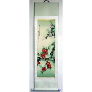  Big Chinese Art Watercolor Painting Scroll Flower Birds 