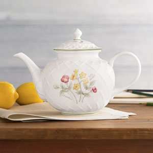 Artist Sketchbook Carved Teapot by Lenox China  Kitchen 