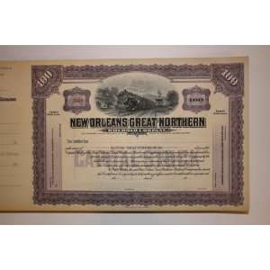  Railroad Stock Certificate for New Orleans Great Northern 