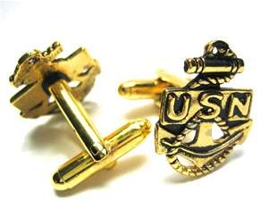 United States US Navy USN Gold Boat Anchor Cufflinks  
