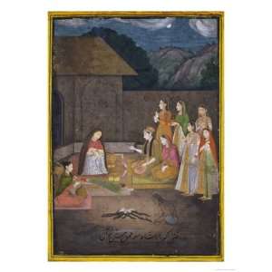  Prince and Ladies Visiting Female Ascetic at Night, India 