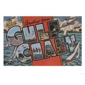  Greetings from the Gulf Coast   Large Letter Scenes Giclee 
