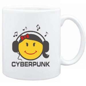  Mug White  Cyberpunk   female smiley  Music Sports 