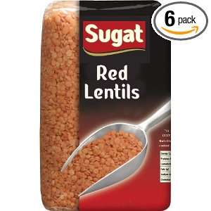 Sugat Red Lentils (Kosher for Passover), 1.1 Pound Packages (Pack of 6 