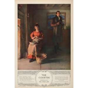  1912 Print Courting Lovers Fireplace Hearth W.L. Taylor 