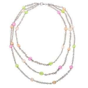Soho Layered Colored Gemstone Silver Necklace (Nice Gift, Special Sale 