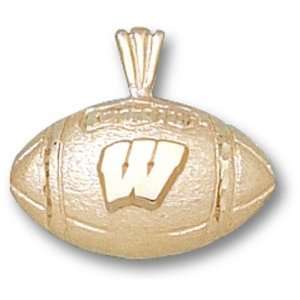  University of Wisconsin W Football Pendant (Gold Plated 