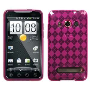 HTC EVO 4G , Hot Pink Argyle Candy Skin Cover