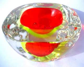 XL MURANO SOMMERSO URANIUM DIMPLED ART GLASS BOWL   A1  