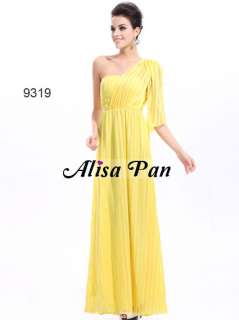 Yellow Fashion One Shoulder Padded Bra Long Evening Prom Dress 09319 