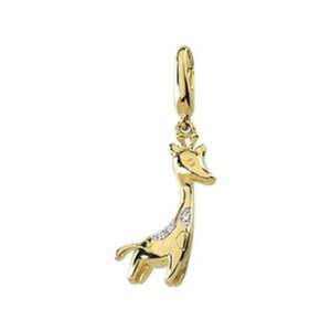  14K Yellow Gold .015 ct tw Diamond Giraffe Charm Jewelry