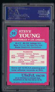 1984 Topps USFL Steve Young ROOKIE RC #52 PSA 10 GEM MINT (PWCC 