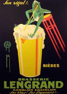 Brassiere Lengrand, French Beer Ad with Frog, Silkscreen/Serigraph Art 