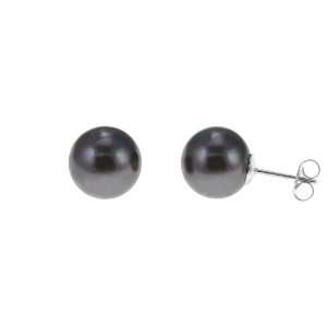  Sterling Silver 11 12mm Black Round Freshwater Cultured 