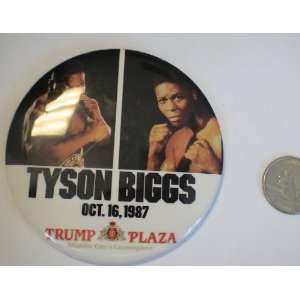 Vintage Boxing Button  Mike Tyson Vs Biggs 1987 At Trump Plaza